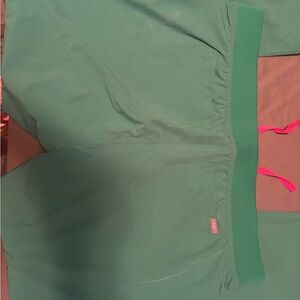 Green Pants with Pink Drawstrings